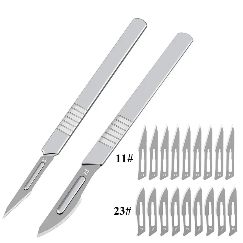 10pcs Carbon Steel Surgical Scalpel Blades + 1pc 11# /23# Handle DIY Cutting Tool PCB Repair Animal Knife | Инструменты
