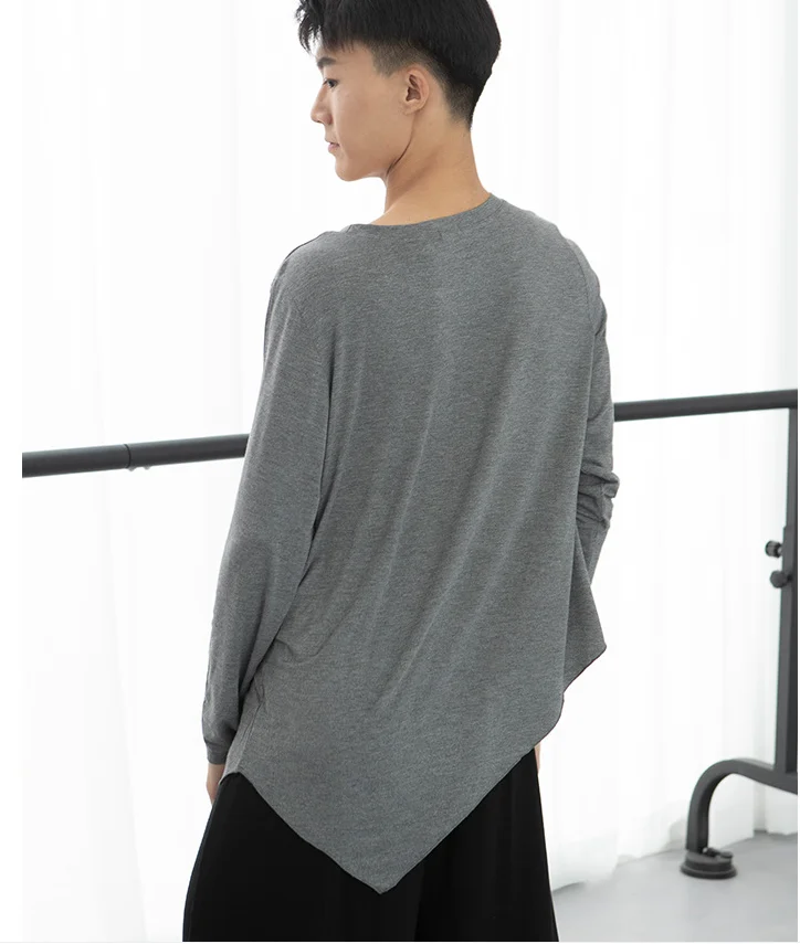 Male Latin Dance T-Shirt Round Neck Men Dance Shirt Ballroom Latin Dancing Clothes Professional Competition Dancewear dance shirts