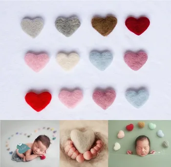 Wool Heart Newborn Photography Props DIY Photography Props Accessories  Photography Baby Studio Felt Love Heart  5pcs/Pack