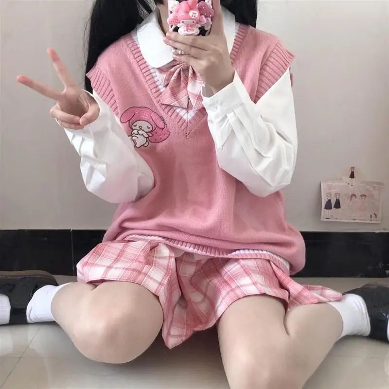 2021 кавайный студенческий вязаный свитер Sanrio Kuromi Cinnamoroll My Melody жилет рубашка