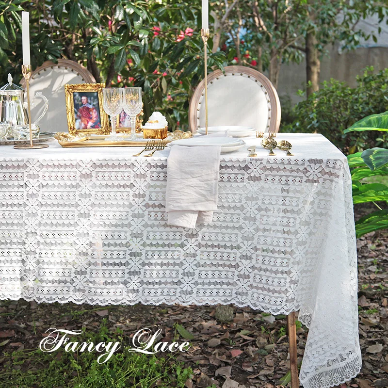 Handmade Crochet Cotton Tablecloth Rustic Garden Tea Table Cloth Home Textile Sofa Cover Table Mat Lace Tablecloth Table Cover