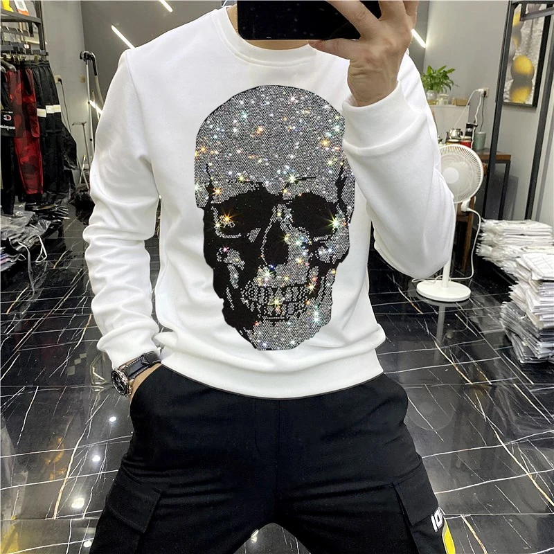 Mens Hoodie Sweatshirt Skull Fleece Street-Star Brand Oversize Winter Fashion European
