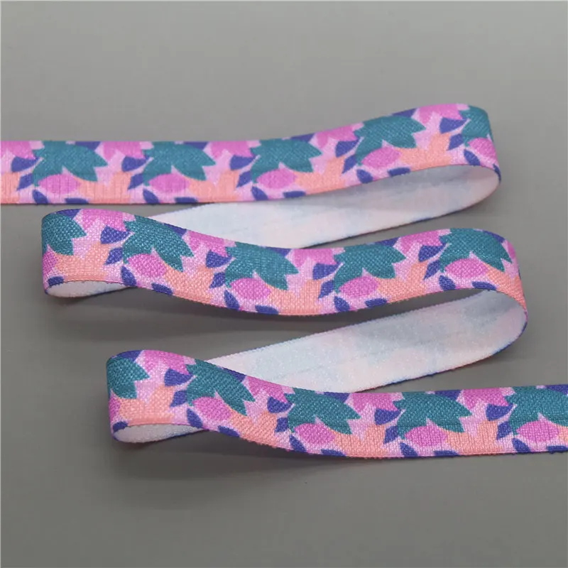 DHK 5/8 ''5 ярдов фрукты кекс перо любовь печатных складные эластичный враг стрейч-лента бант для волос головной убор оголовье DIY OEM E1725