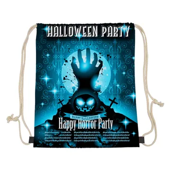 

Halloween Drawstring Bags For Boys Girls Pumpkin Ghost Shoulder Backpack Ladies Beach Bags Females StringBag Pocket