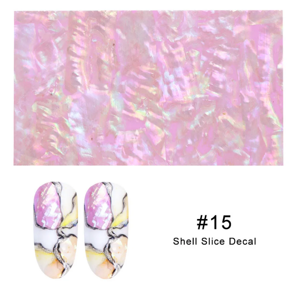 Наклейка для дизайна ногтей 3D прямая нашивка в виде ракушки ювелирные изделия из раковин Блестящий 14 цветов