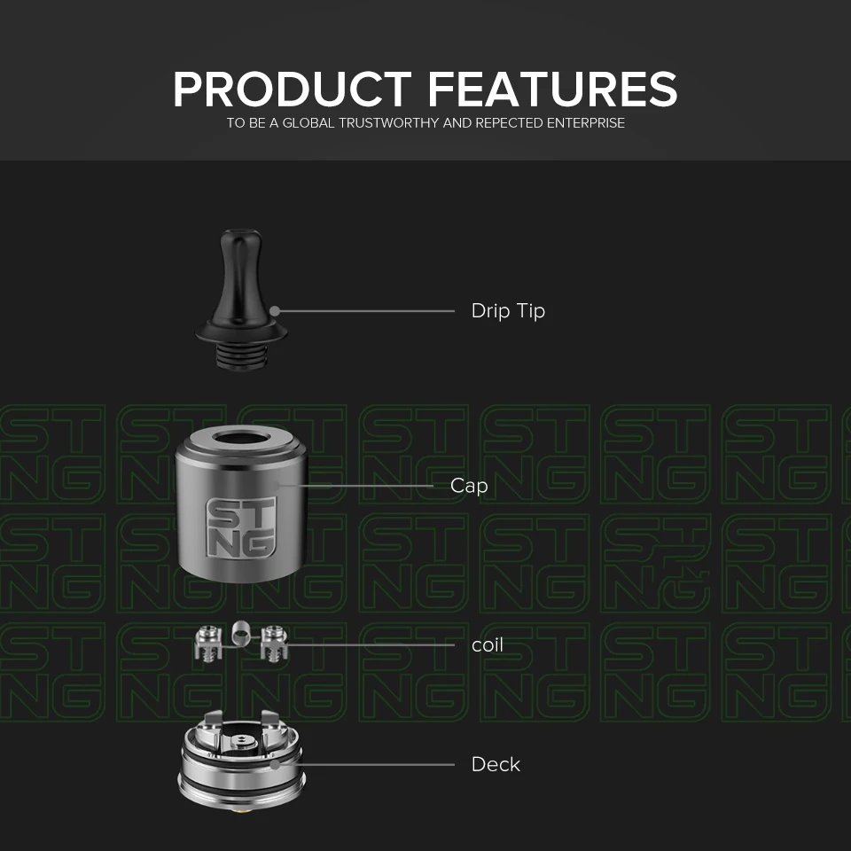 С бесплатным RDA Wotofo Stng MTL 22 мм 5 30 Вт 0 4 1.8ом однокатаный Vape Танк 510 электронная