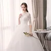 Customized Wedding Dresses Ball Gowns Lace Up New Style Bride Half Sleeve French Embroidery Wedding Dress Vestido De Noiva 4