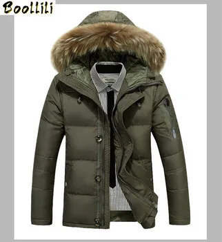 

Boollili 2020 Men's White Duck Down Jacket Warm Winter Coat Fur Collar Male Jacket Hooded Parkas Hombre Casaco Masculino