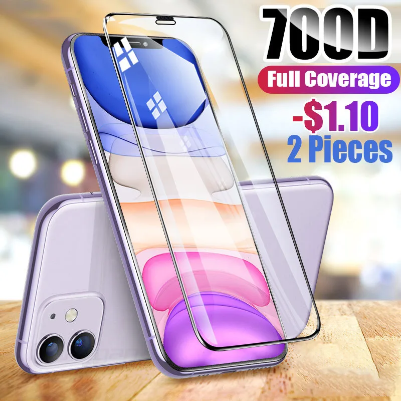 

700D Full Cover Protective Tempered Glass On For iPhone 7 8 6 6S Plus Screen Protector For iPhone 11 Pro X XR XS Max Glass Film