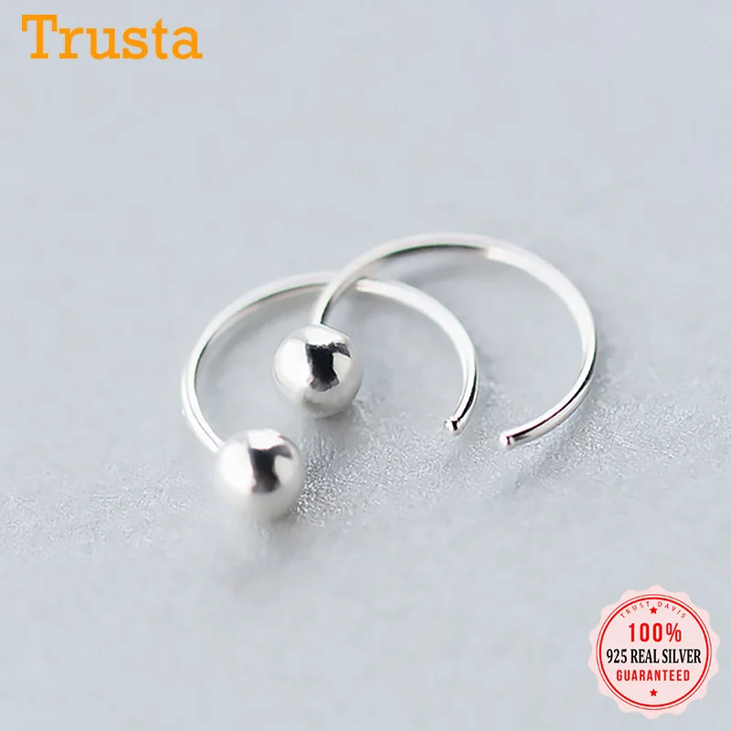 Trusta 2020 100% чистое серебро 925 пробы модные милые круглые серьги гвоздики с бусинами
