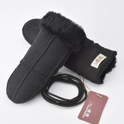 winter gloves for men Men women's autumn winter thicken warm natural one piece wool fur leather glove winter brand wool fur mitten R2217 mens snow gloves Gloves & Mittens