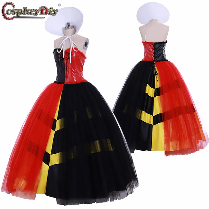 Cosplaydiy Alice In Wonderland Red Queen of Hearts Cosplay Dress Fancy Party Costume Women Girl Ball Gown Halloween Custom Made