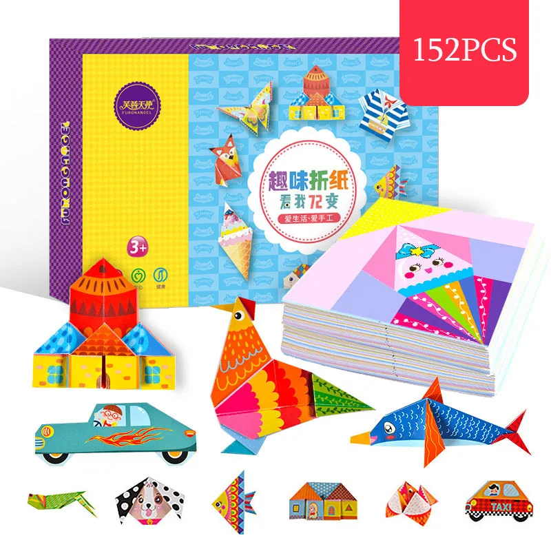 152 unids/set de dibujos animados Origami corte de papel libro Carfts niños juguetes hechos a mano de Kingergarden DIY papeles para manualidades de juguete de felpa