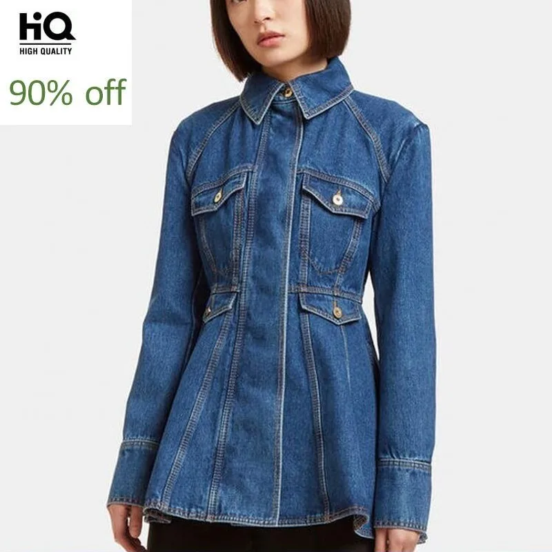 Sweet Lange Mouwen Overdekte Button Womens Denim Korte Jurken Lente Slim Fit Zakken Vrouwelijke A-lijn Jurken Mode Streetwear Sweet Lange Mouwen Overdekte Button Womens Denim Korte Jurken Lente Slim Fit Zakken Vrouwelijke A-lijn Jurken Mode Streetwear