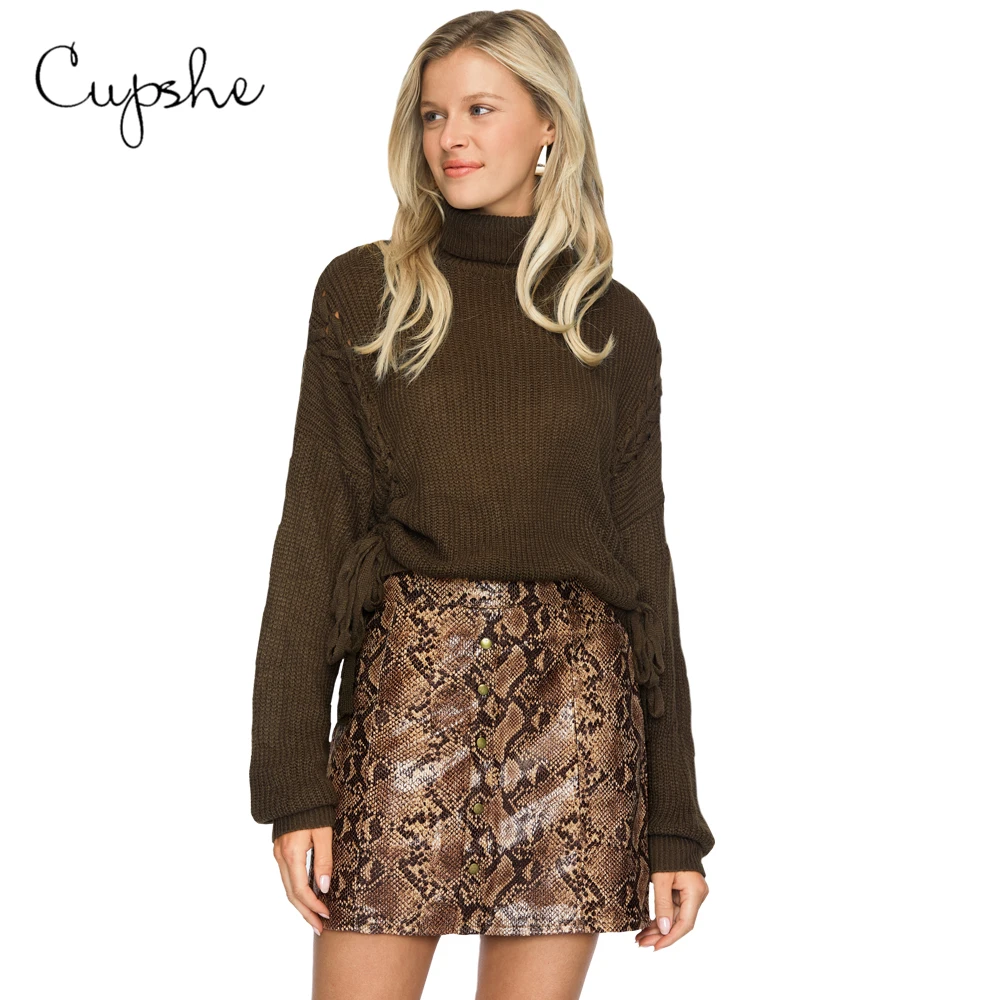 CUPSHE Snake Print Mini Skirt Sexy Ladies Hip-Wrapped High Waist Short Pencil Skirts Summer Women Bodycon Skirts