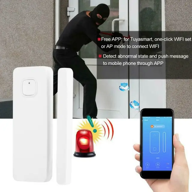 1Set WiFi Smart Door Window Sensor Smart Alarm Sensor No Hub Required Rechargeable for IFTTT/Alexa/Google Home System 4