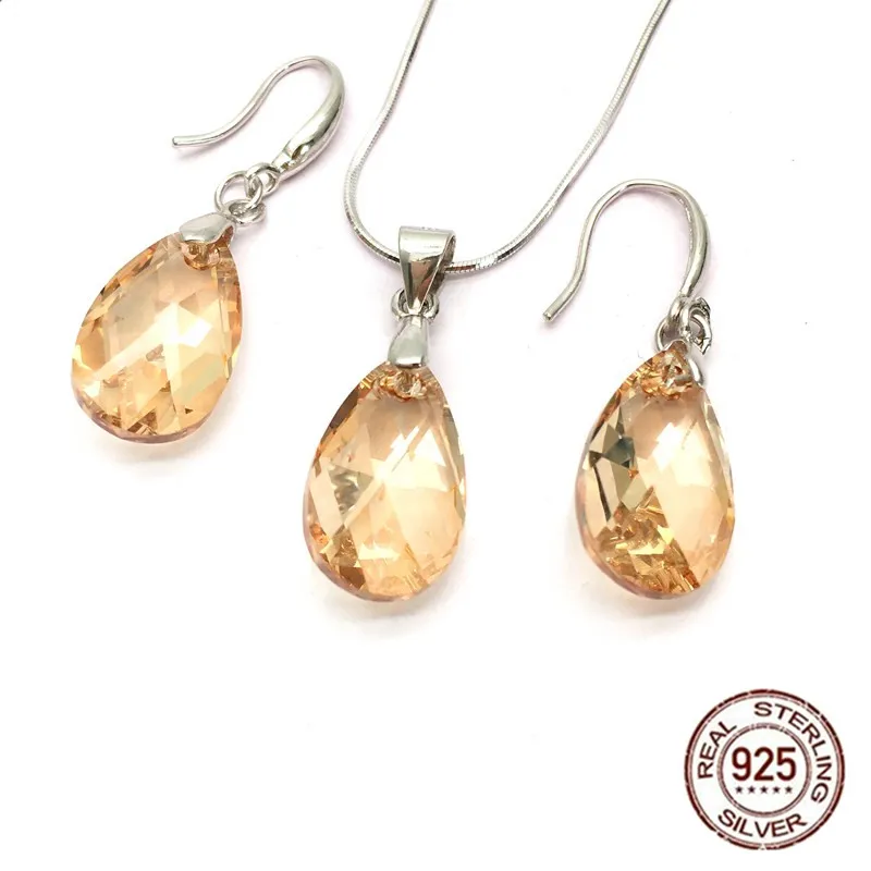 Ms Betti Wedding jewelry sets for brides Sterling silver 925 necklace and earring pear crystal from Austria fashion women 2020 | Украшения
