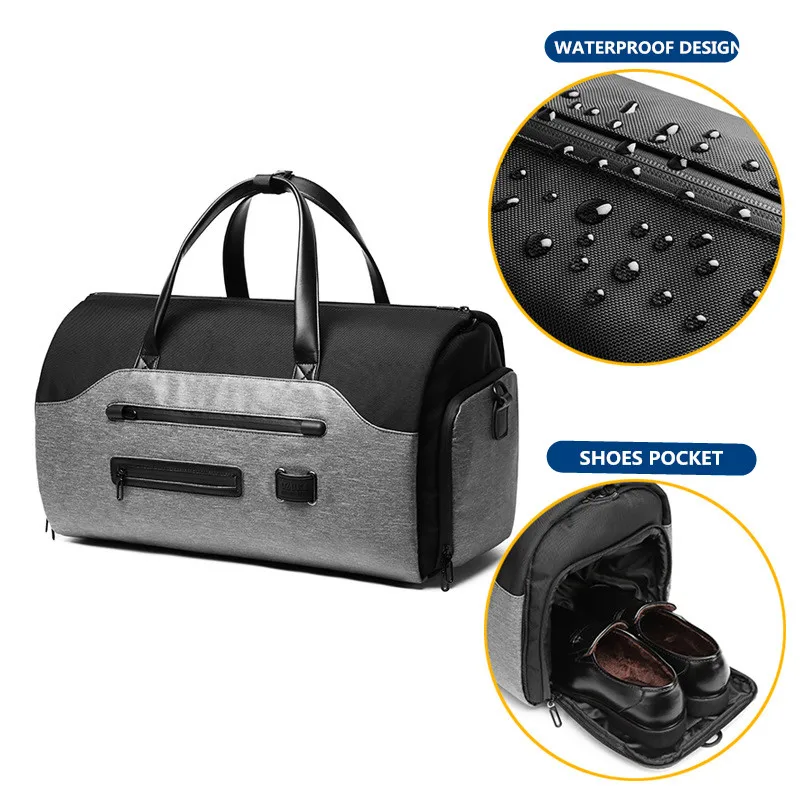 OZUKO Travel Bag Multifunction Men Suit Storage Large Capacity Luggage Handbag Waterproof Duffel Bag Shoes Pocket