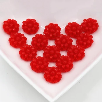 

New Fashion 40pcs 12mm Red Color Flat Back Resin Flower Cabochons Cameo G6-03