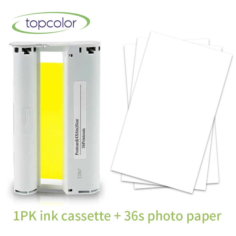 Topcolor 1pk Ink Cassette 36s Photo Paper Set Compatible for Canon Selphy CP1200 CP1000 KP-36IN KP-108IN Printer Ribbon | Компьютеры и
