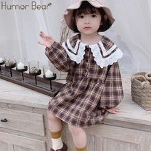 Humor Bear/платья для девочек; осень года; детская одежда; платье принцессы в клетку для маленьких девочек; праздничные платья для малышей; одежда для детей