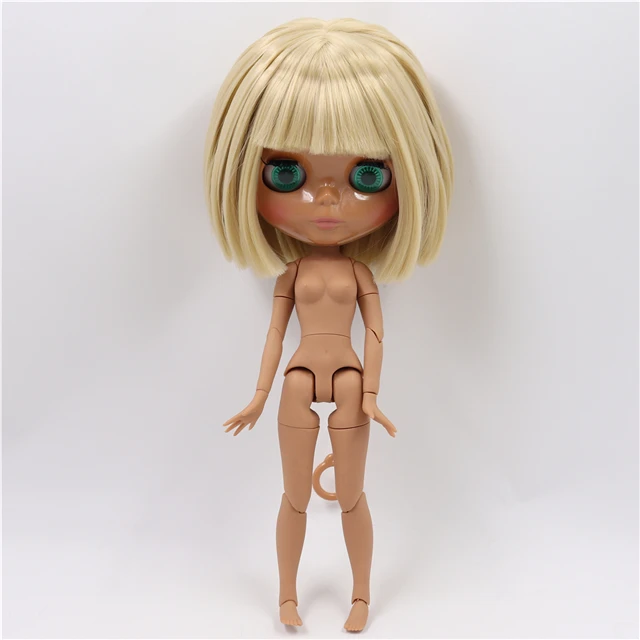 Ледяная фабрика blyth кукла темная кожа суставное тело короткие светлые волосы BL538 30 см 1/6 игрушка кукла - Цвет: naked doll