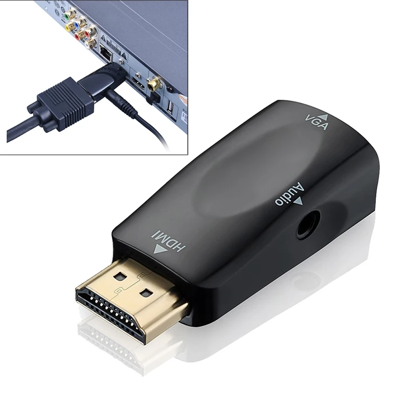 1080P HDMI Мужской к VGA Женский адаптер видео конвертер с аудио выходом N3 черный 1080P HDMI Мужской к VGA Женский адаптер видео конвертер с аудио выходом N3 черный