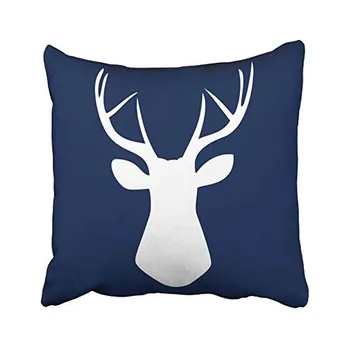 

Decorative Throw Pillow Cases Covers Woodland Head In Navy Blue Pillow Case 18x18 Inches Home Decor Square Pillowcase Two Side