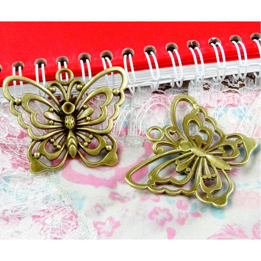 

10pcs Charms Hollow Butterfly 38.5*46.7MM Antique Bronze Color Pendants Making DIY Handmade Finding Jewelry