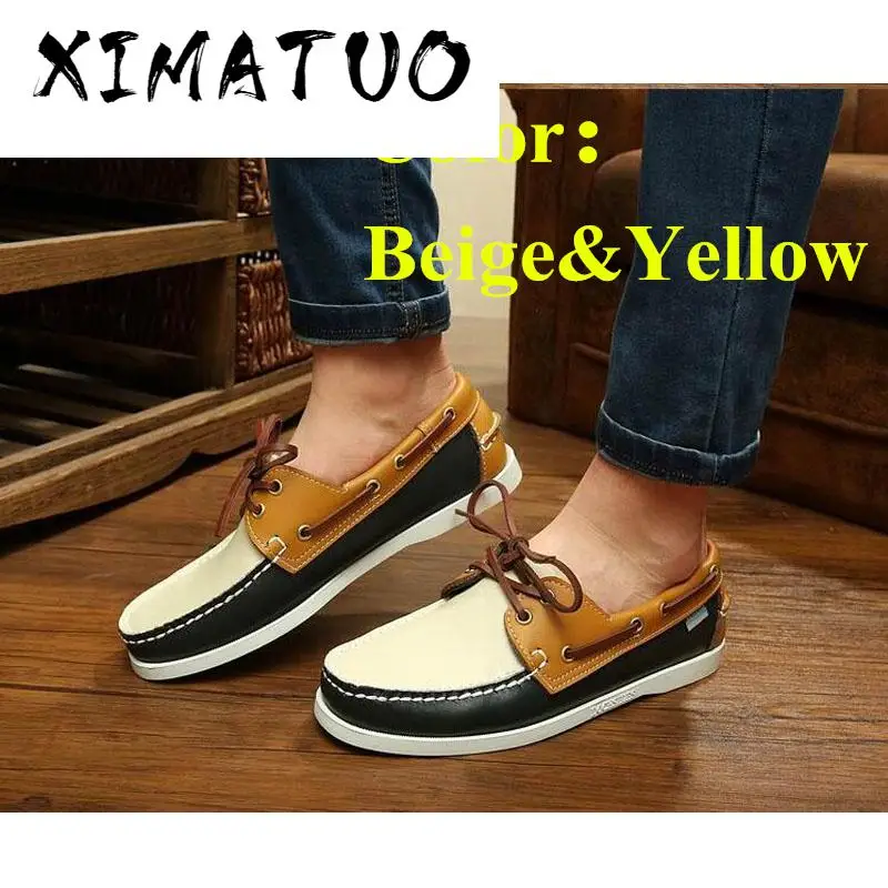 Mens Casual Genuine Leather Docksides Deck Lace Up Moccain Boat Loafers Shoes Driving Fashion Unisex Plus Size Handmade shoes