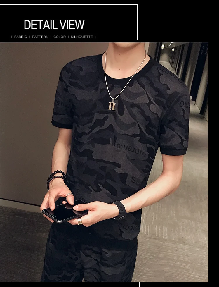 Уличная одежда Ropa De Hombre Zomer Корея Stijl Kleding футболки En Korte 2 шт набор Persoonlijkheid Gedrukt мужские kleding