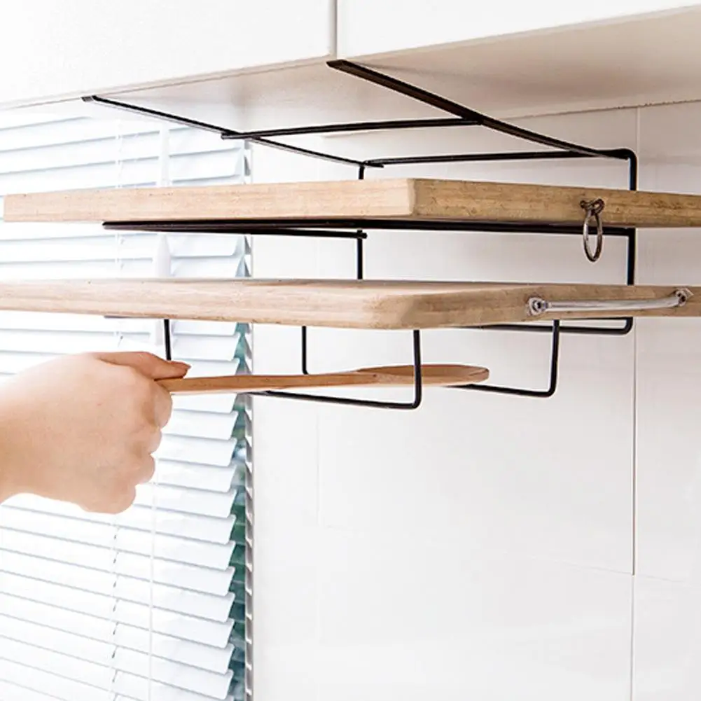 Double Layer Kitchen Wall Iron Hanging Chopping Board Holder