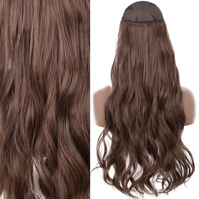 Synthetic No Clip Invisible Wire Hair Extensions Straight Natural Black Blonde One Piece False Hairpiece Halo Hair Extension J-2-30