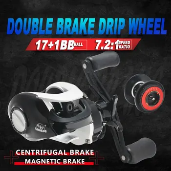 

Baitcasting Reel Dual Brake System Lure Reel 8KG Max Drag 17+1 BBs 7.2:1 High Speed Super Smooth Baitcasting Fishing Reel Pesca