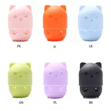 Креативная Милая пустотелая кошка силиконовая макияжная губка контейнер сушилка порошок Косметическая пуховка подставка с корзиной Дорожный Чехол для переноски