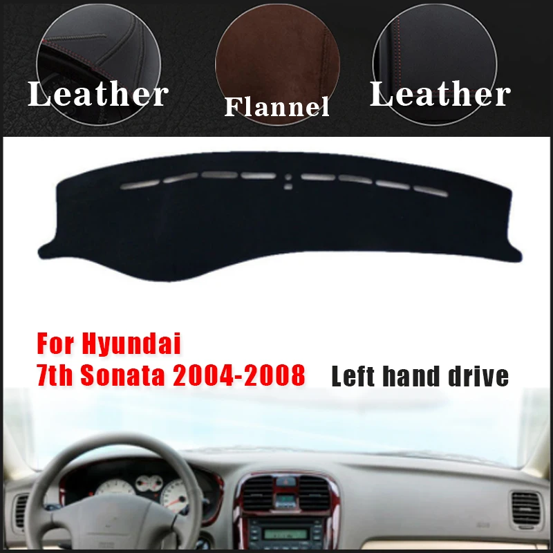 RKAC Leather Flannel car dashboard covers For Hyundai 7th Sonata 2004