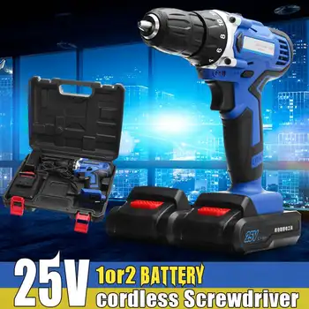 

Rechargeable Cordless Drill 25V Battery Electric Hammer Screwdriver 0-1800r/min with Lithium-Ion Battery woodworking Power tool