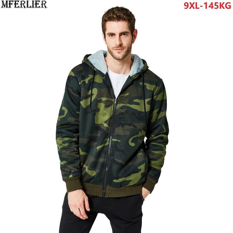 

plus size 9XL 10XL winter out door jackets Sweatshirts men hooded Camouflage hoodies patchwork soprts warm fleece zipper coat 58