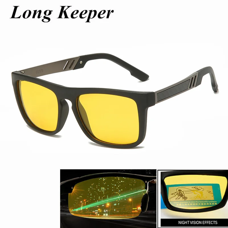 

New Square TR90 Men Polarized Sunglasses Car Drivers Night Vision Goggles Male Driving at Night UV400 Driving Sun Glasses