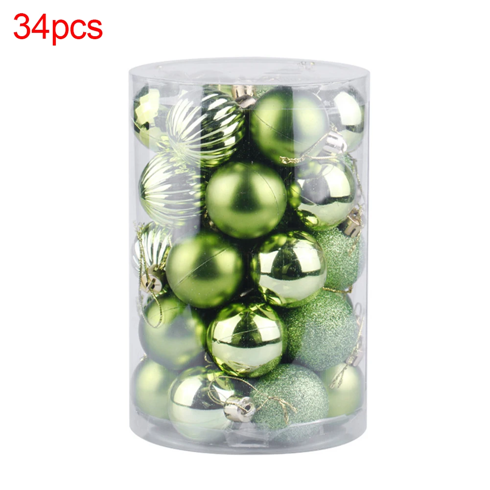 34Pcs Plated Christmas Ball Hanging Bauble Xmas Tree Ornament Home Party Decor