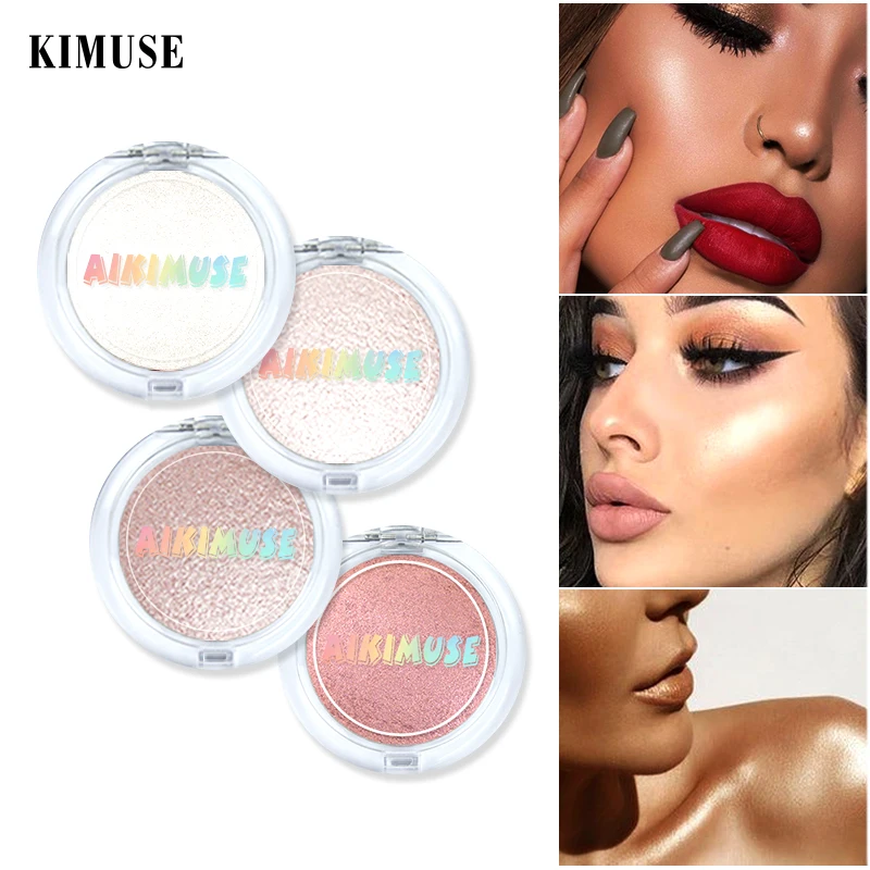 

KIMUSE 4 Colors Highlighter Powder Palette Mineral Illuminator Shimmer Face Contour Makeup Blusher Waterproof Glow Cosmetics