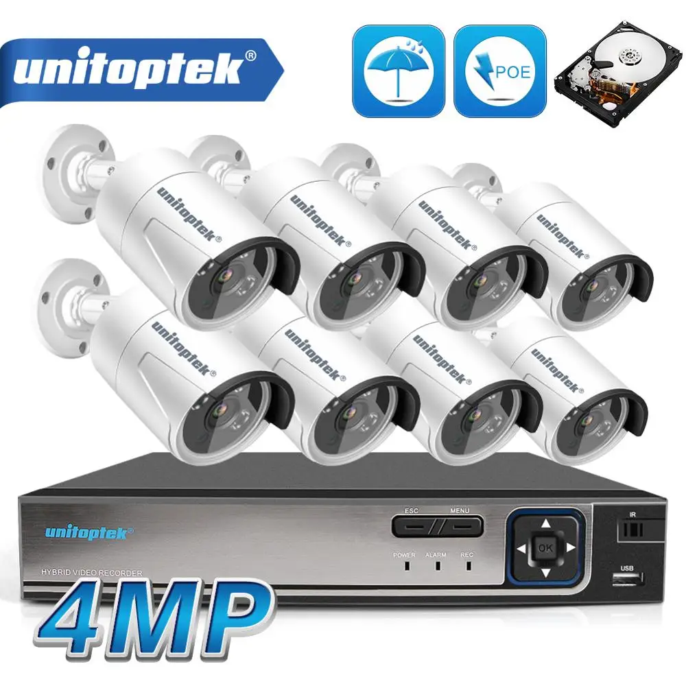 8CH POE NVR комплект 48 V Мощность CCTV Камера Системы Onvif P2P 4MP HD H.265 IP Камера POE Открытый безопасности видеонаблюдения Системы