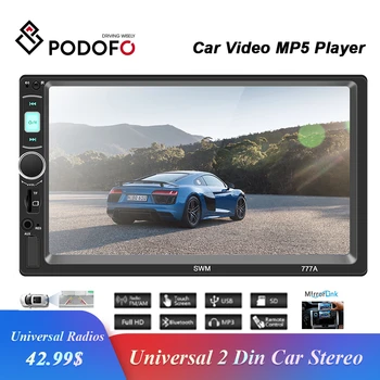

Podofo 777A 2 Din Car Stereo 7" Touch Screen FM Receiver Bluetooth Video MP5 Player Auto Radio Universal Car Multimedia Player