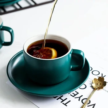 

230ml high-grade ceramic coffee cups Coffee mugs set simple european style cappuccino flower cups latte coffee cup sets