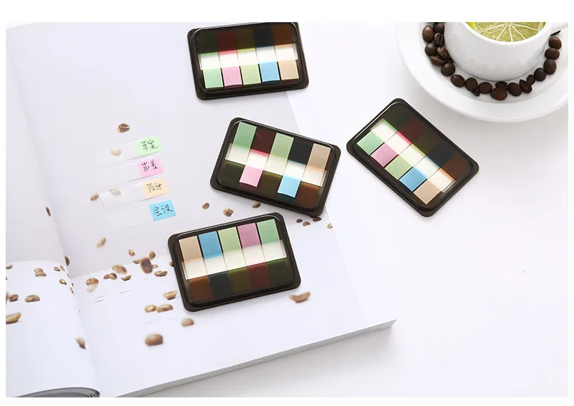 M&G YS-102 Memo Pad Transparent Small Notes Adhesive Paper Color Sticky Notes Indicating Label Compartmental Stickers Adhesive P