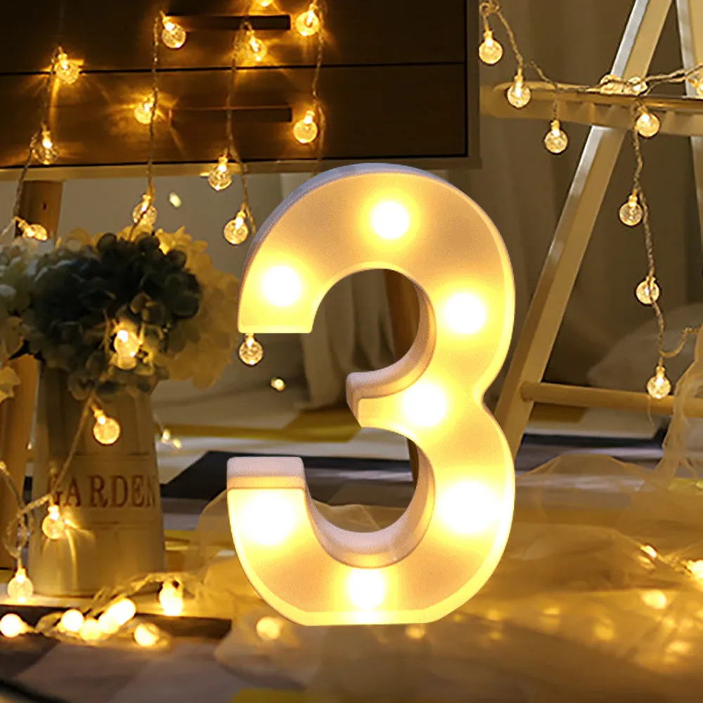 Украшение дома праздник день рождения свадьба с буквами светодиодный цифровые лампы светильник белый пластик цифровая стоячая подвеска T5