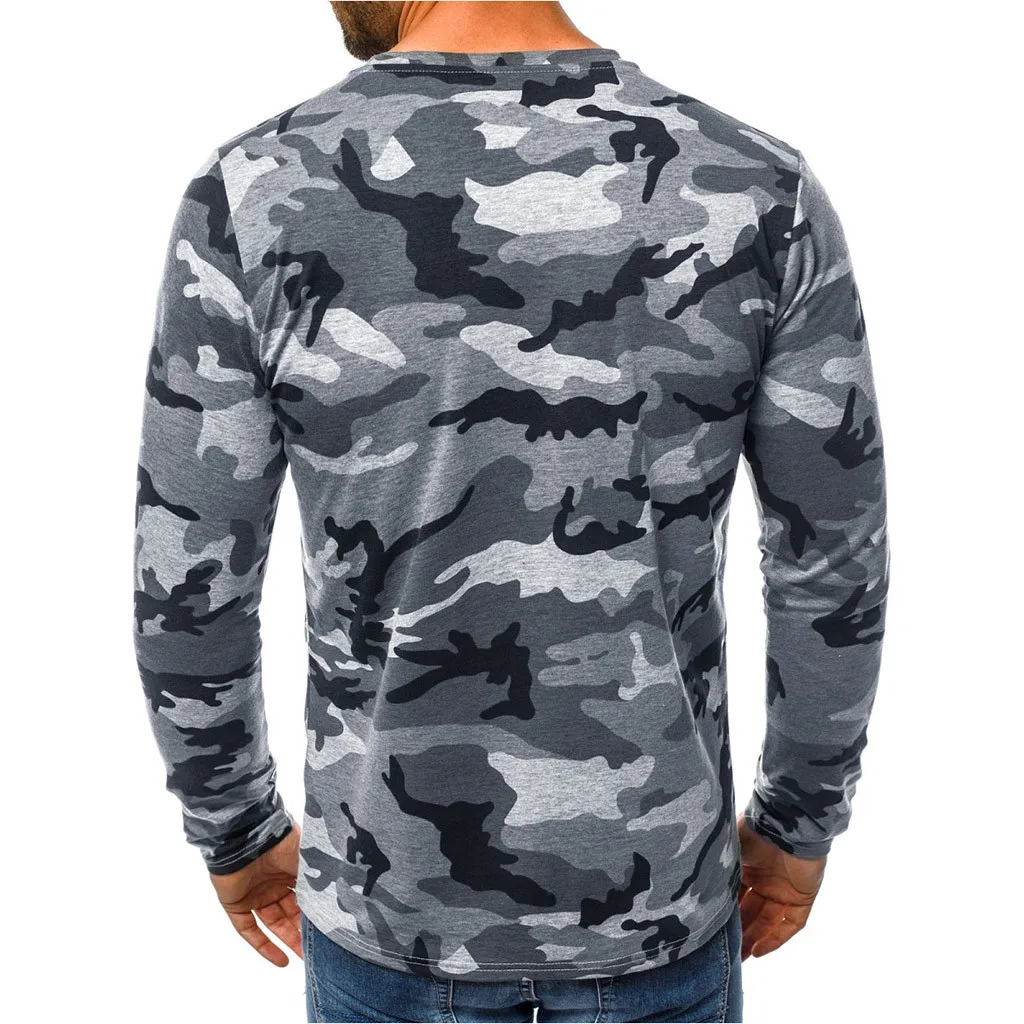 Fitted Camouflage T Shirts Long Sleeve O Neck Men T-shirt tshirt Tops