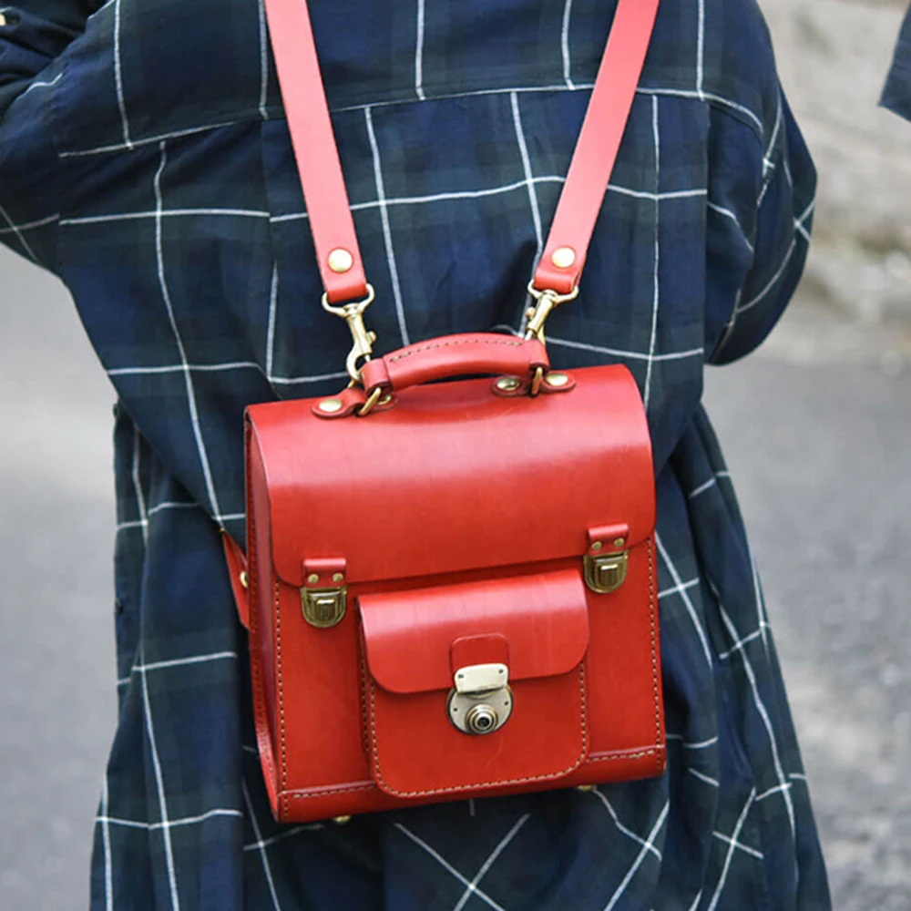 DIY Leather Craft 26x22.5x10cm Women Backpack Kraft Paper Sewing Pattern Hollowed Stencil Template English Version
