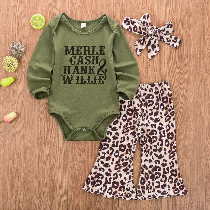 Focusnorm/осенний комплект одежды для новорожденных девочек от 0 до 24 месяцев, топы с леопардовым принтом, комбинезон, штаны, повязка на голову, комплект одежды из 3 предметов