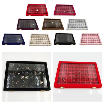 

Lockable Velvet Jewelry Display Tray Gemstone Storage Organzier for Earring Ring